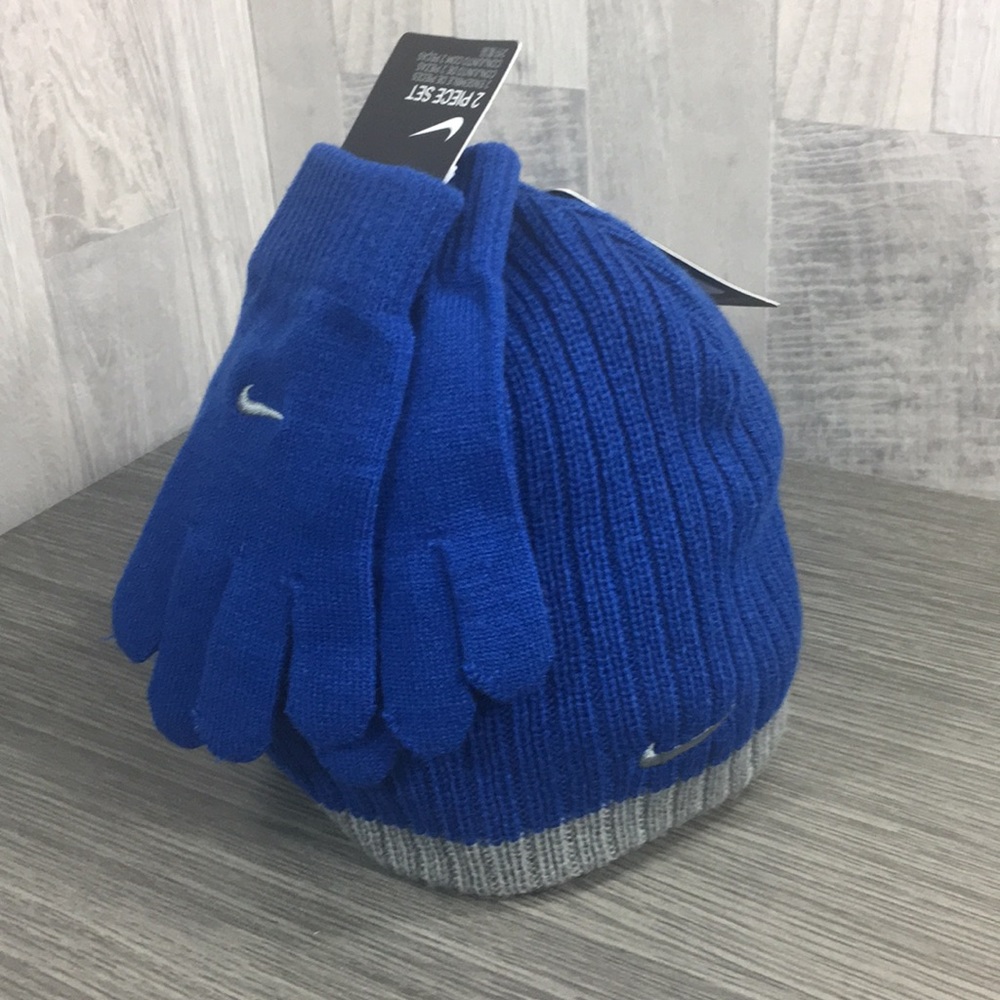 Nike Boy's Boy`s Knit Beanie & Gloves Set gym blue - Picture 2 of 8